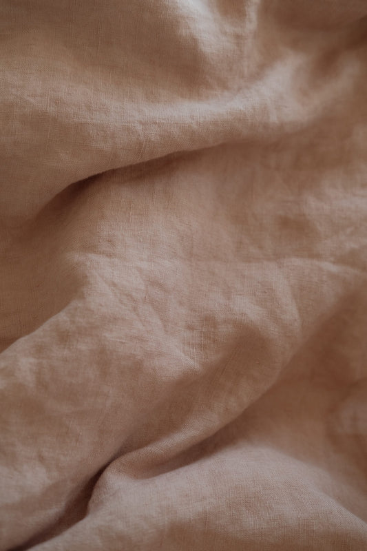 Linen Fitted Sheet in Pink Sand