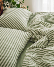Linen Pillowcase Set in Forest Stripe