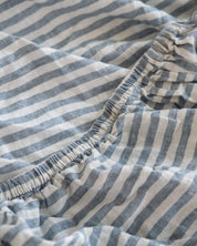 Close-up of blue and white striped fabric