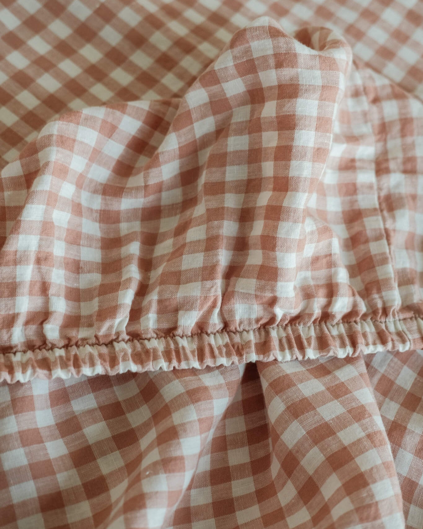 Close-up of a checkered fabric with a visible pattern