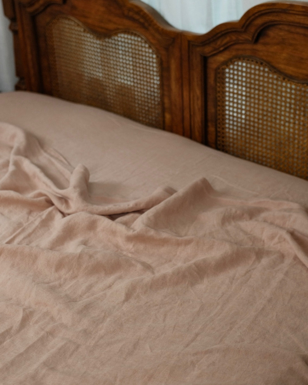 Linen Flat Sheet In Pink Sand