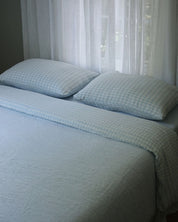 Linen Pillowcase Set in Sky Gingham