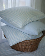Linen Pillowcase Set in Sky Gingham