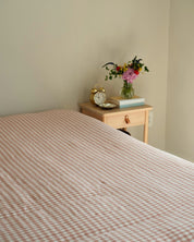 Linen Fitted Sheet in Pink Sand Gingham