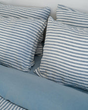 Linen Pillowcase Set in Mist Stripe