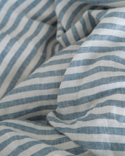 Double Sided Linen Duvet Cover in Mist / Mist Stripe