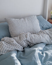Linen Pillowcase Set in Mist Stripe