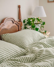 Linen Pillowcase Set in Forest Stripe
