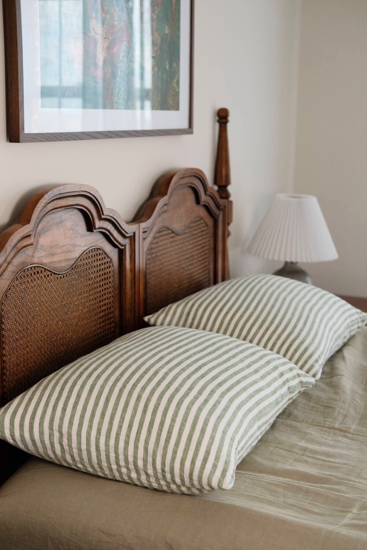 Linen Pillowcase Set in Forest Stripe - Standard