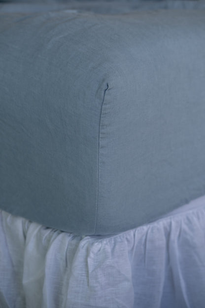 Linen Fitted Sheet in Mist
