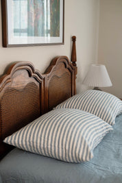Linen Pillowcase Set in Mist Stripe