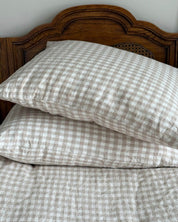 Linen Pillowcase Set in Oat Gingham