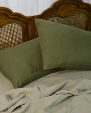 Linen Pillowcase Set in Olive
