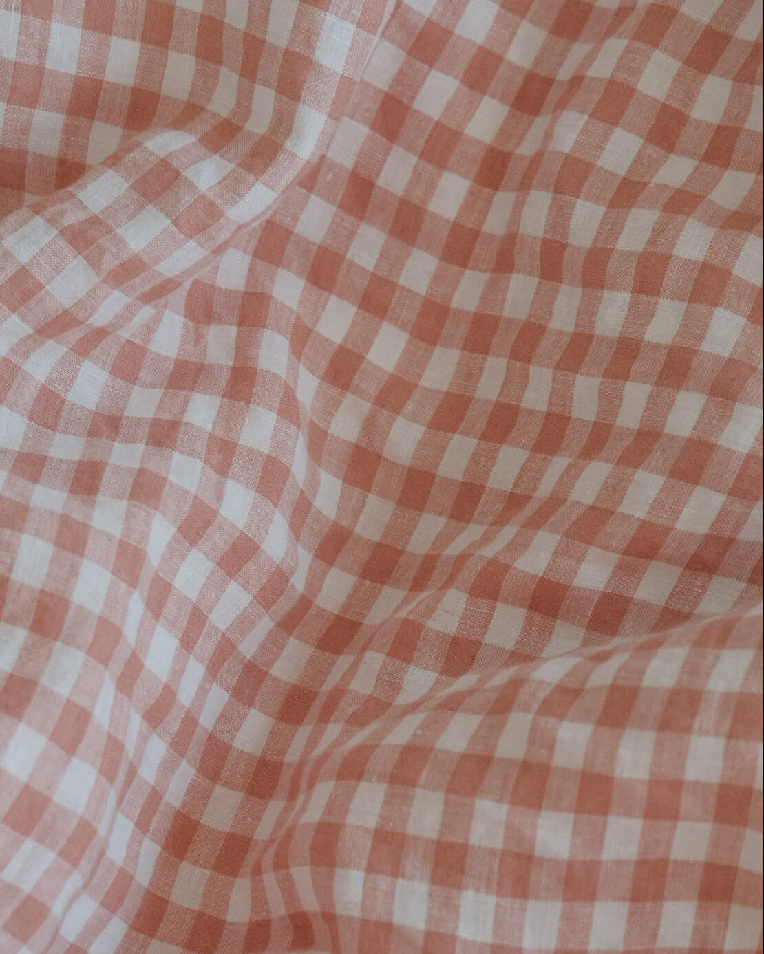 Linen Flat Sheet In Pink Sand Gingham