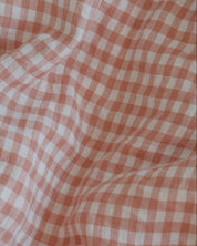 Linen Flat Sheet In Pink Sand Gingham