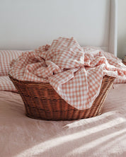 Double Sided Linen Duvet Cover in Pink Sand / Pink Sand Gingham